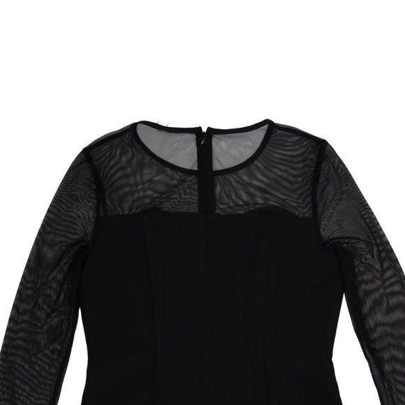 Tahari 3/4 Sleeve Shoulder Mesh Beaded Party/Cocktail MINI Dress Black Sz 6 New - Picture 3 of 8